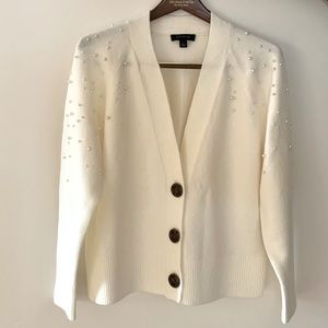 Ann Taylor Cream Pearlized Cardigan